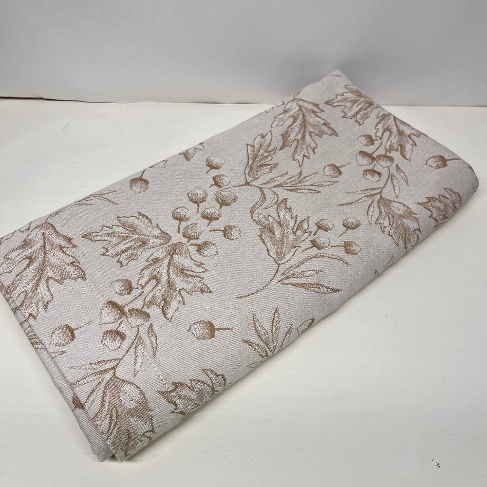Crate & Barrel Acorn Jacquard Fall Tablecloth 100% Cotton 60x60